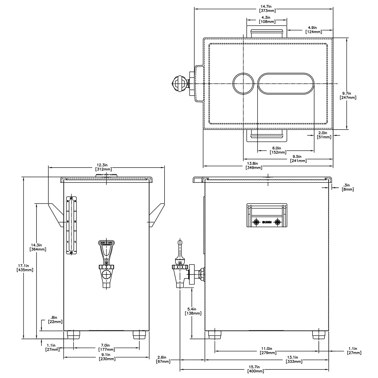 BUNN® BUNN TD4 Square Iced Tea Dispenser W/ Brew-Thru Lid & Sweet, Unsweet Handle 4 BUNN® BUNN TD4 Square Iced Tea Dispenser W/ Brew-Thru Lid & Sweet, Unsweet Handle - Image 2