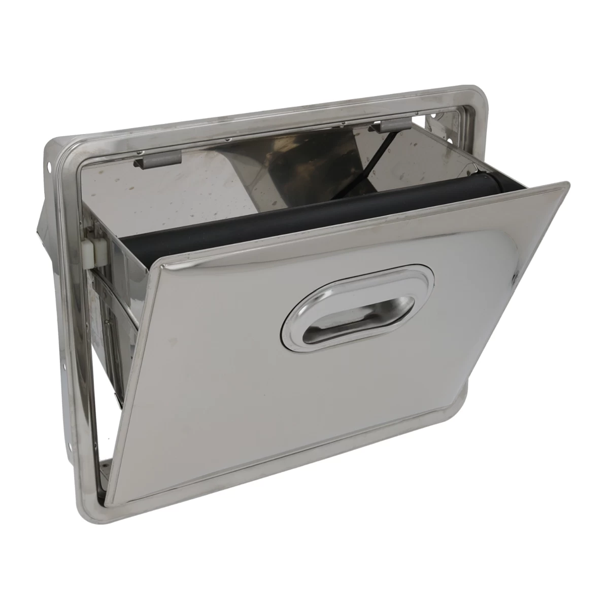 Stainless Steel Fold-down Knock Box Drawer With No Bottom (Special Order Item) 3 Stainless Steel Fold-down Knock Box Drawer With No Bottom (Special Order Item)