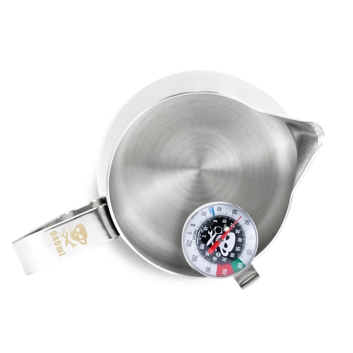 32oz. Espresso Milk Steaming Pitcher & Thermometer Combo 4 32oz. Espresso Milk Steaming Pitcher & Thermometer Combo - Image 2