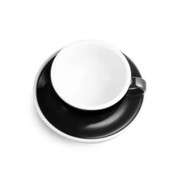 Egg Style Cappuccino Cup & Saucer (6.7oz/200ml) - Set Of 2 -Barista Gear Shop black 200ml quarter
