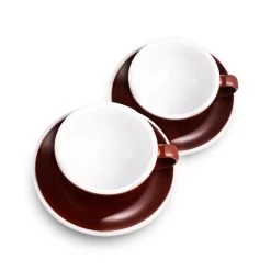 Egg Style Cappuccino Cup & Saucer (6.7oz/200ml) - Set Of 2 -Barista Gear Shop brown hero quarter 200 2