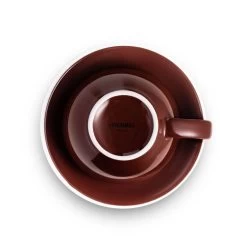 Egg Style Cappuccino Cup & Saucer (6.7oz/200ml) - Set Of 2 -Barista Gear Shop brown 250ml overhead