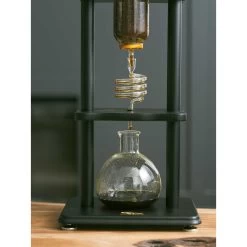 Yama 6-8 Cup Cold Drip Maker Straight Black Wood Frame (32oz) -Barista Gear Shop cold brew tower black 3