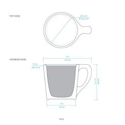 10oz Lino Diner Coffee Mug - Indigo -Barista Gear Shop lino coffee mug diagram