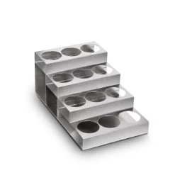 Stainless Steel 4 Tier Coffee Syrup Display Rack - 12 Bottles 10 Stainless Steel 4 Tier Coffee Syrup Display Rack - 12 Bottles -Barista Gear Shop rw387 1