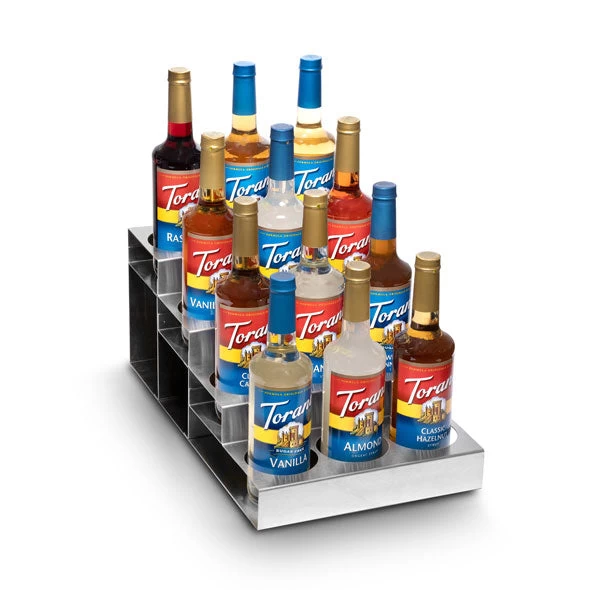 Stainless Steel 4 Tier Coffee Syrup Display Rack - 12 Bottles 4 Stainless Steel 4 Tier Coffee Syrup Display Rack - 12 Bottles - Image 2