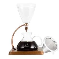Yama Glass Silverton Brewer W/ Brown Base & Brass Accents -Barista Gear Shop silveton br coffee