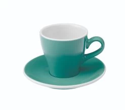 Tulip Style Cappuccino Cup & Saucer (6oz/180ml) - Set Of 2 -Barista Gear Shop tulip 180ml teal 300dpi 1