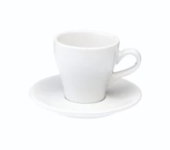 Tulip Style Cappuccino Cup & Saucer (6oz/180ml) - Set Of 2 -Barista Gear Shop tulip 180ml white 300dpi 1