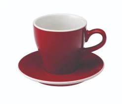 Tulip Style Latte Cup & Saucer (9.5oz/280ml) - Set Of 2 -Barista Gear Shop tulip 280ml red 300dpi 1