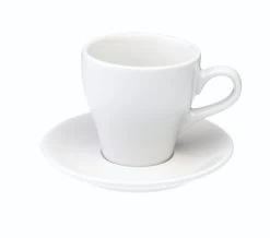 Tulip Style Latte Cup & Saucer (9.5oz/280ml) - Set Of 2 -Barista Gear Shop tulip 280ml white 300dpi 1