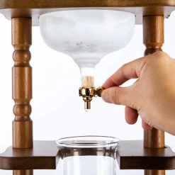 Yama 6-8 Cup Cold Drip Maker Curved Brown Wood Frame (32oz) -Barista Gear Shop valve control drip