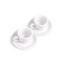 Egg Style Espresso Cup & Saucer (2.7oz/80ml) - Set Of 2 -Barista Gear Shop white demi quarter view 2