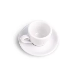 Egg Style Espresso Cup & Saucer (2.7oz/80ml) - Set Of 2 -Barista Gear Shop white demi quarter view