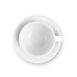 Egg Style Cappuccino Cup & Saucer (6.7oz/200ml) - Set Of 2 -Barista Gear Shop white overhead top 200ml
