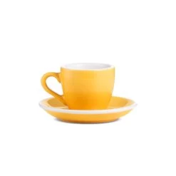 Egg Style Espresso Cup & Saucer (2.7oz/80ml) - Set Of 2 -Barista Gear Shop yellow 80 ml hero 1
